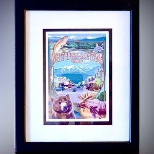 Whitefish, Montana Town Views Montage Framed Print.